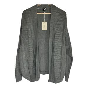 Modern Preppy Universal Thread Gray Cable Knit Cardigan Bat wing Sweater XXL NWT